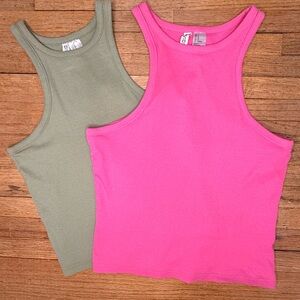 Divided Pink Ribbed Top
